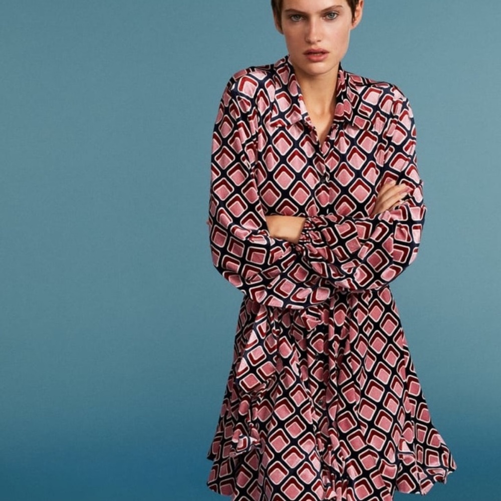 Zara - Printed Velvet Dress - Size L